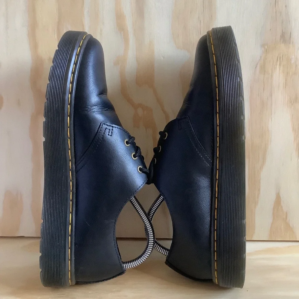 Dr. Martens Zavala Lo Black Leather Platform Oxford Shoes US L 9 M 8 LA004